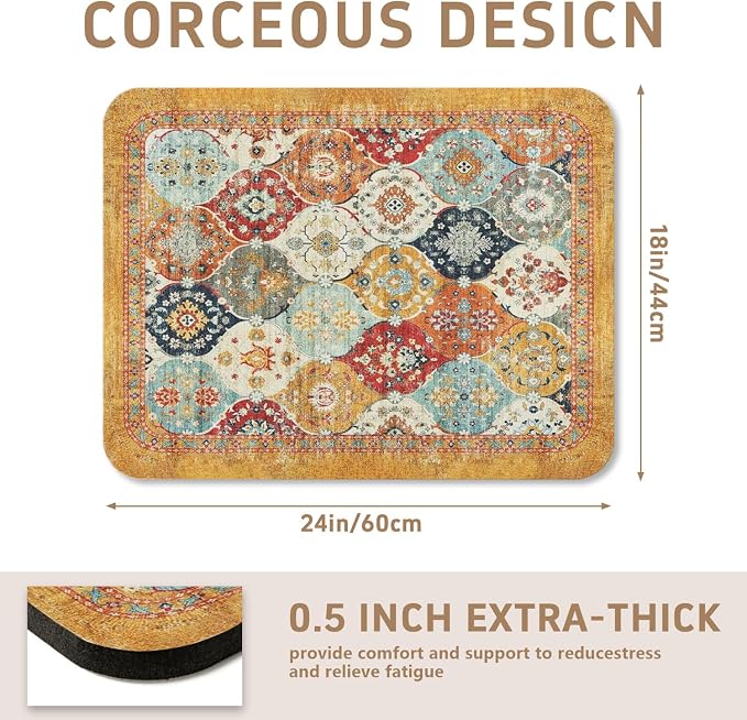 Dish Drying Mat, Vintage Rustic Boho Kitchen Dishes Absorbent Pad, 18x24in | Eco-friendly diatomite with non-slip rubber backing. Super absorbent mat for kitchen counters, coffee bars & sinks