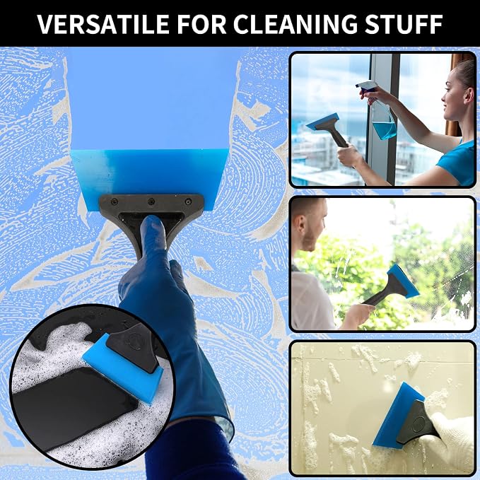 3 Pack Tint Squeegee, Small Squeegee for Car Windows, 5", 3 Colors | Multifunctional Small Window Squeegee, Rubber Water Blade for Car Windshield Window, Mirror, Glass Cleaning, No-Slip Handle