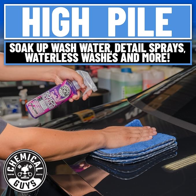 Chemical Guys, Professional Microfiber Towels, 16 x 16 in, Blue, 3 Pack | Ultra-soft, scratch-free towels to buff wax, dry panels and clean glass and interiors, machine washable