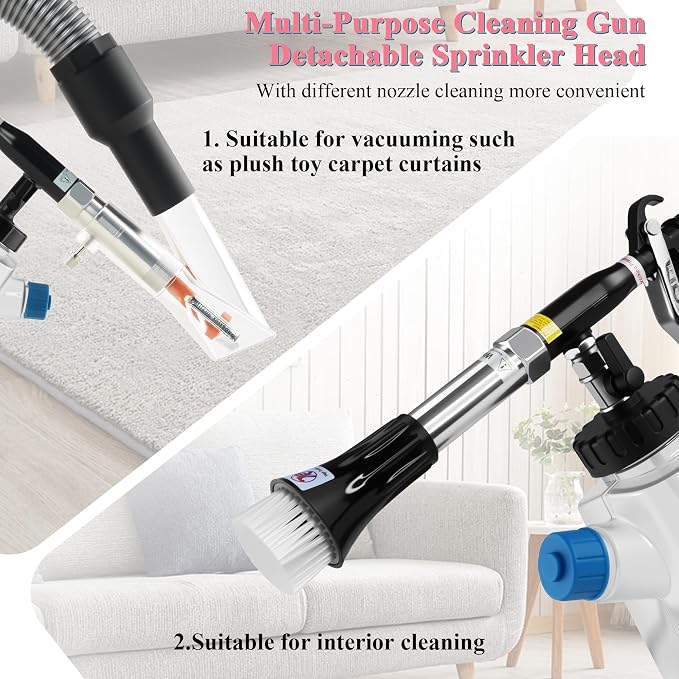 3IN1 Car Cleaning Gun Detachable Sprinkler Head for Detailing | 3IN1 Multi-Purpose Cleaning Gun Detachable Sprinkler Head for Automotive Detailing, Carpet, Upholstery, Surface Cleaning