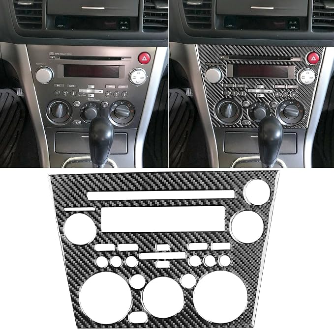 JKYUKU Real Carbon Fiber for Subaru Accessories Center Console Ac Control | for Legacy/Outback 2005-2009, Black Center Console Ac Control Knob Cd Radio Buttons Panel Sticker, Premium Sporty Look