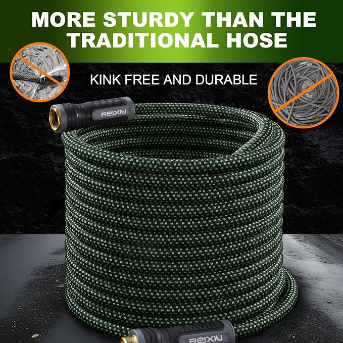 Relxitl Garden Hose, Flexible Water Hose, Ultra Lightweight Non-Expanding hose with 10 Function Sprayer, Leak proof, Pressure Resistant for Yard, Outdoor (Green, 100FT)