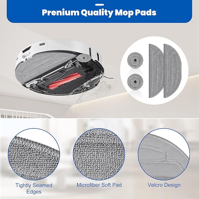 30 Pack Accessories Kit for Roborock S8 MaxV Ultra Robot Vacuum | 1 Pair Main Brushes, 2 Self-Cleaning Brush, 6 Side Brush, 4 Filters, 4 Round Mop Pads, 4 Long Mop Pads, 6 Dust Bags, 2 Tools