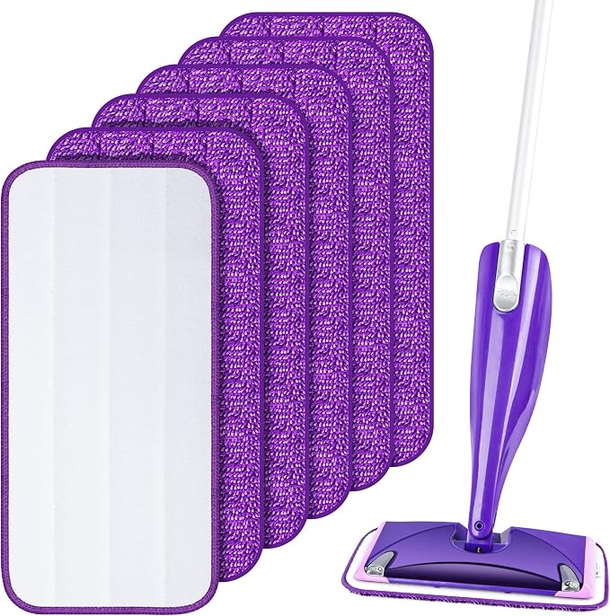 Reusable Mop Pads Refills for Swiffer WetJet, Wet Pads Refill Microfiber Mop Replacement Machine Washable Up to 100 Times for Floor Cleaning Wet Dry Use for All Floor Types, 6 Pack