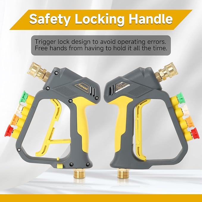 FIXFANS Foam Cannon Gun Dual Connector Accessory for Pressure Washer | Double Tip Attachment Soap Cannon with Power Washer Short Gun, Car Wash Foam Gun Kit, 1/4" Quick Connect, 5 Nozzle Tips