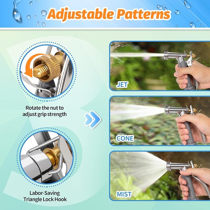 AUTOMAN Full Size Garden Hose Nozzle, High Pressure Pistol Grip Water Nozzle Sprayer with Threaded Front, Adjustable Spray Water Flow for Washing Car, Cleaning Ground, Watering Plants, Showering Pets