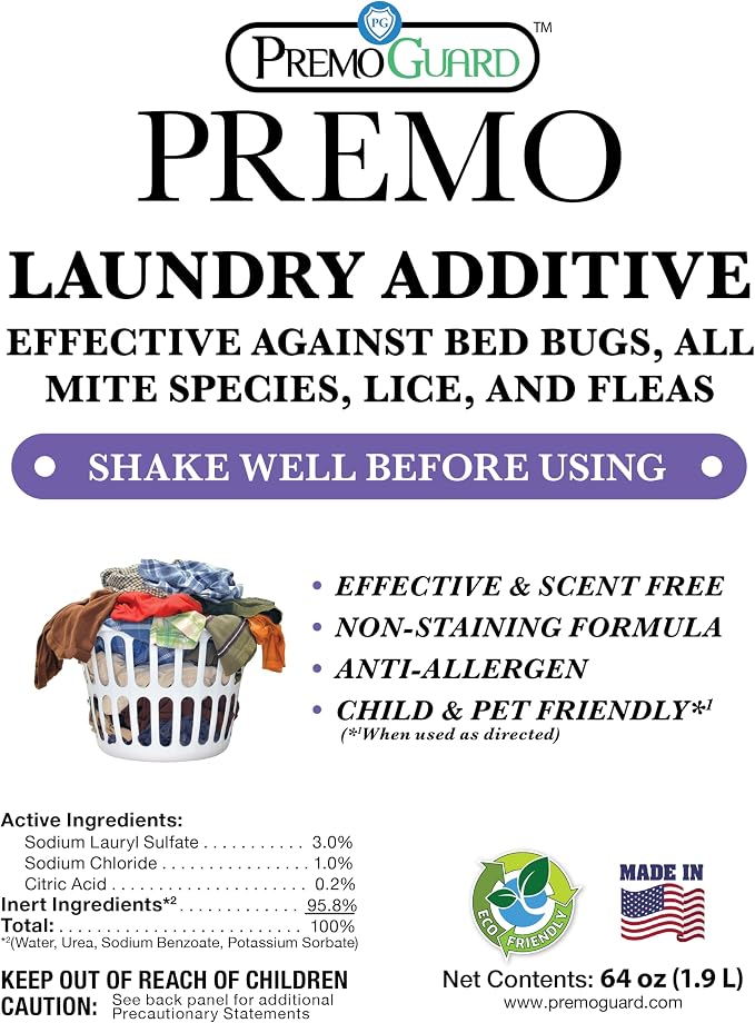 Premo Guard Bed Bug, Mite & Lice Natural Laundry Detergent Additive