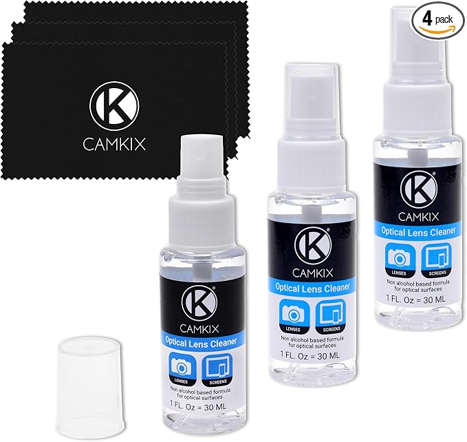 Lens and Screen Cleaning Kit - 3X Cleaning Spray, 3X Microfiber Cloth - Perfect to Clean The Lens of Your DSLR Camera (3 Bottles)