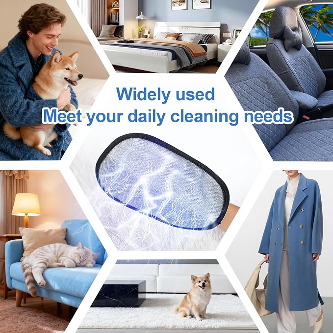 2Pcs Pet Hair Removal Gloves Cat & Dog, Electrostatic Reusable Remover Tool | Upgraded washable 5-finger pet hair remover works for laundry, couch, carpet & car seat, easily removes dog and cat fur.