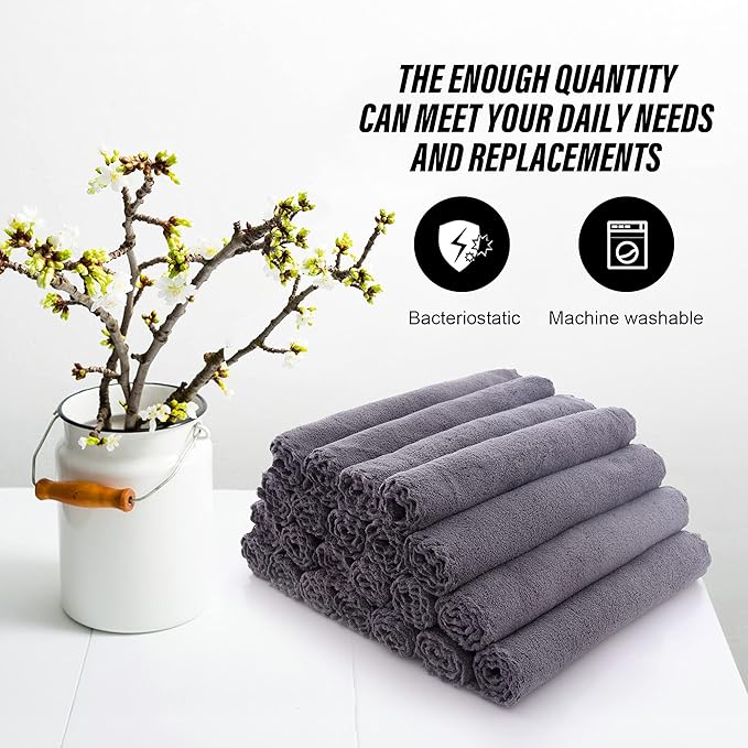 MOONQUEEN Ultra Soft Premium Washcloths Set - 12 x 12 inches - 72 Pack - Quick Drying - Highly Absorbent Coral Velvet Bathroom Wash Clothes (Grey)