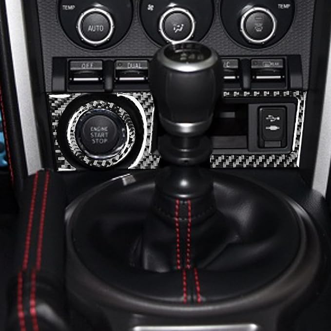 Real Carbon Fiber Trim for Subaru Accessories | for BRZ 2016 2017 2018 2019 2020 Engine Stop Start Button Cover Storage Box Panel Interior Thick Overlay Decal - A