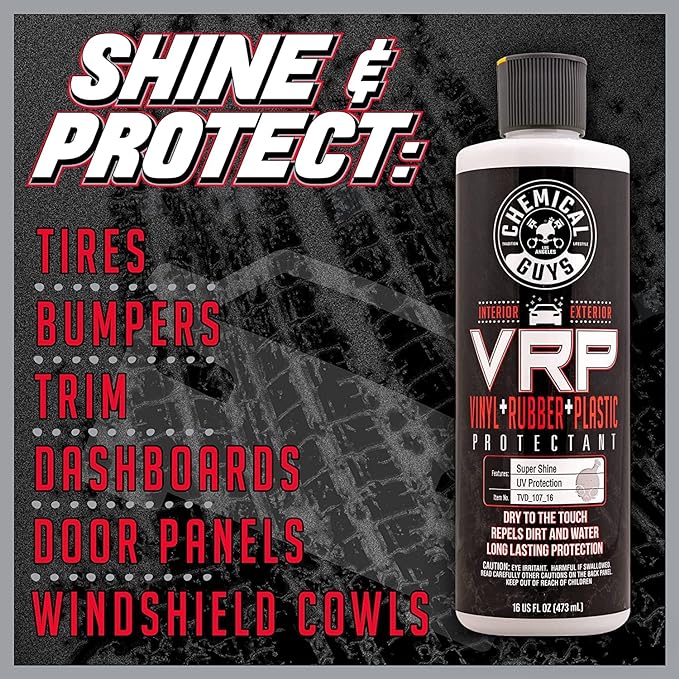 Chemical Guys, VRP Vinyl, Rubber & Plastic Dressing, Dry to Touch, 3-Pack | Satin shine on tires, trim, dashboards and weatherstripping, non-greasy and dry to the touch, indoors or out