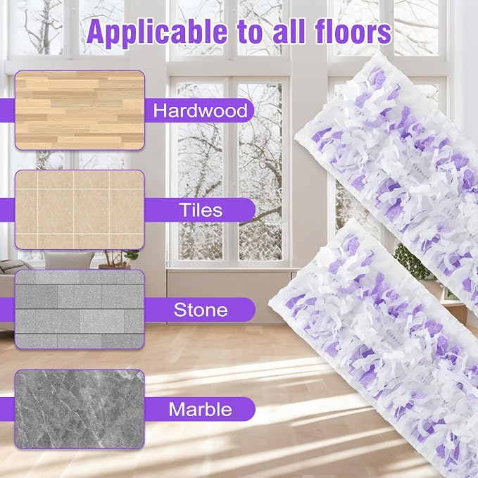 60 Pack Disposable Power Mop Refill Pads for Swiffer PowerMop | Trap Dirt and Pet Hair, Absorb Wet Messes, PowerMop Mopping Multi-Surface Pads for Wet Or Dry Cleaning on Hard Floors