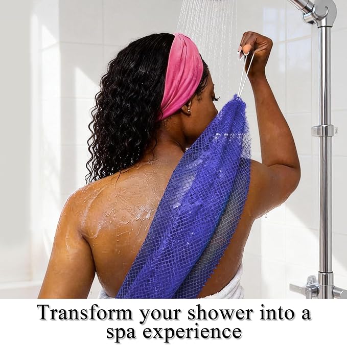 SubSahara Authentic African Net Sponge - 2 Pack Exfoliating Bath & Shower Loofah Sponge for Body & Face, Gentle Scrubber for All Skin Types, Travel, Durable (Dark Blue & Forest Green)