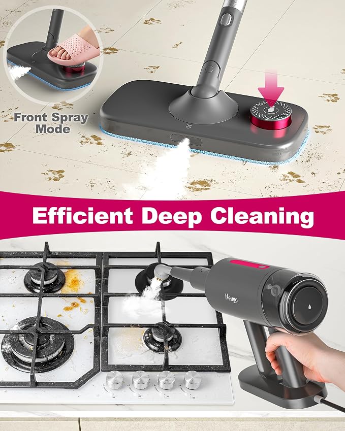 Steam Mop for Floor Cleaning, 7in1 Handheld Steamer Cleaner Detachable for Hardwood Laminate,Vinyl,Carpet,Tile,Grout,All Floors, Multi Purpose for Home,1500W 230℉ 23ft Cord,Front Sprayer
