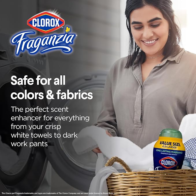 Clorox Fraganzia Laundry Scent Booster Crystals, In-Wash Fragrance Beads for Fresh-Smelling Clothes & Linens, Safe for All Fabrics & Colors, Easy-Pour Bottle, Cedarwood & Sage, 70 Oz