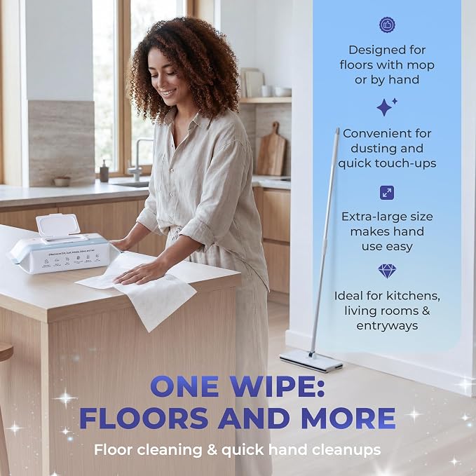 Baking Soda Cleaning Wipes - Wet Floor Mopping Pad Refills | Replacement Compatible with Swiffer Sweeper Mop - Larger & Thicker Disposable Cloths for Multi-Surfaces - 30 Count (9 Pack)