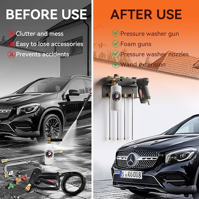 Foam Cannon Wall Mount and Pressure Washer Gun Holder Organizer