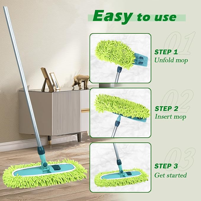 4PCS 13''~16'' Microfiber Dust Mop Pads Compatible with Leifheit 55210 | Reusable Mop Refills,Replacent Wet Mopping Pad & Washable Dry Sweeping Cloths for Hardwood Floor/Tile/Marble Cleaning