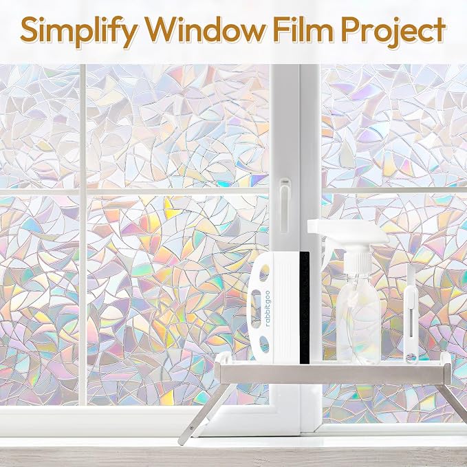 rabbitgoo 3 Pcs Window Film Installation Tools Set, Window Tint Kit, White | Suede Squeegee, Utility Knife, 120ml Spray Bottle, Easy to Apply for Window Tints, Privacy Film and Home Wallpaper