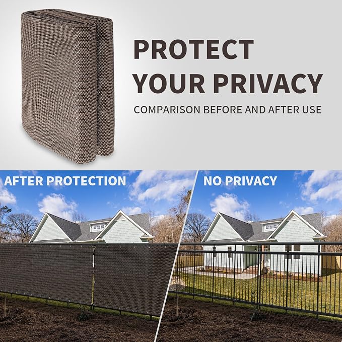 LOVE STORY Custom Size 3.3' x 25' Balcony Privacy Screen Cover, Brown | HDPE Fabric, 95% UV Block, Fence Screen for Patio, Railing Cover for Apartment, Privacy Protective, Custom Size Available