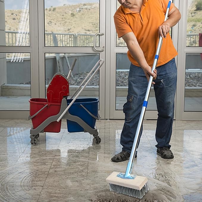 Concrete Scrubber Patio Scrubber Moss Algae Plant Stain Remover | Deck Scrub Brush Long Handle Outside Moss Remover Outdoor Scrubbing Tool Garage Cleaner for Patio Deck Garden Shower Wall