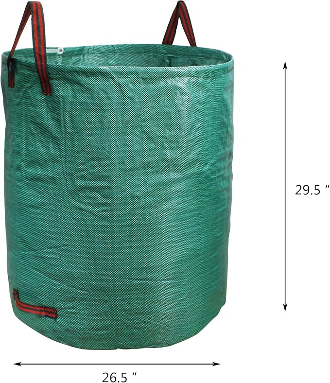 72 Gallon Garden Waste Bags 5 Pack Heavy Duty | Reusable Garden Waste Bags for Lawn, Pool and Yard Cleanup, Holds Leaves, Grass Clippings and Outdoor Debris