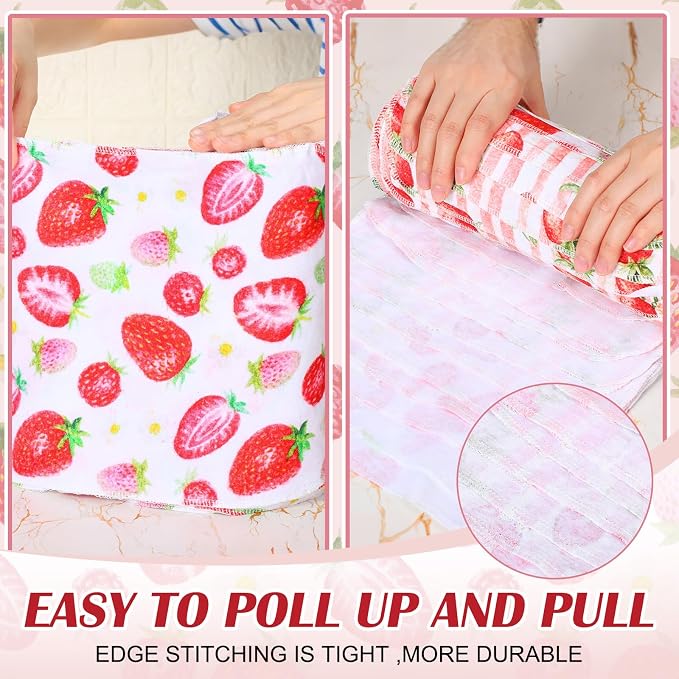 36 Pack Reusable Cleaning Cloths Washable Cotton Kitchen Dish Towels for Home Party Supplies Bulk, 9.84x11.81in (Strawberry)
