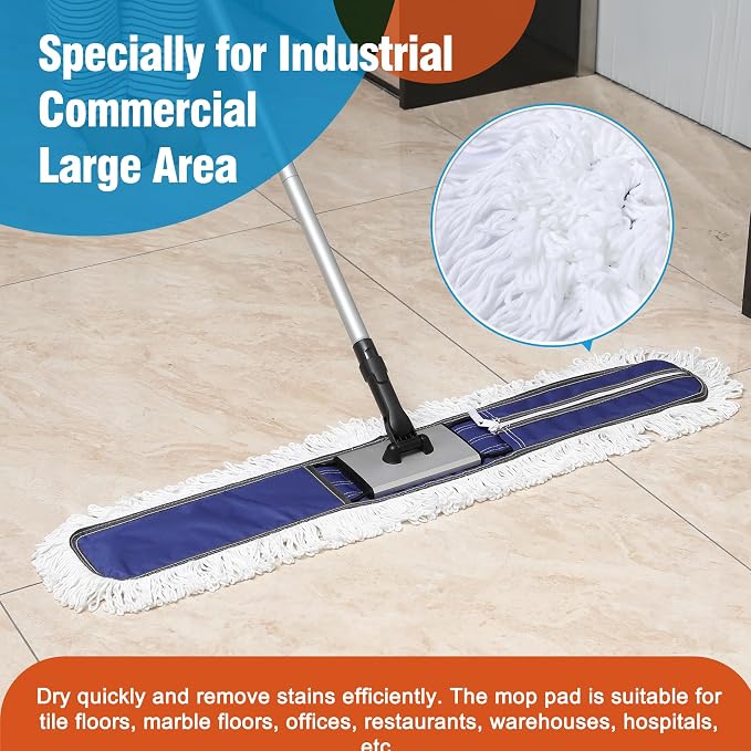 CLEANHOME Commercial 36" Microfiber Mop Pads, Blue, 2 Pieces | Just Fit CLEANHOME Industrial Dust Mop: B08R3F1ZZM,B0GL7WQZBY,B0GL7R3KKP,B08R3H69ZB