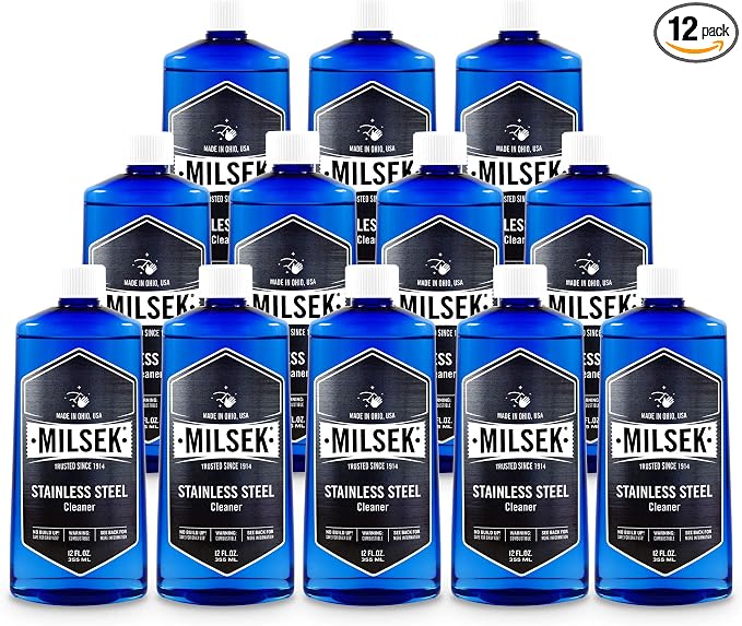 Milsek Stainless Steel Cleaner - Multipurpose Cleaning Supplies for Home and Kitchen Appliances, Sink, Stovetop, Dishwasher, Microwaves and Refrigerators - 12 Fl Oz (Pack of 12)