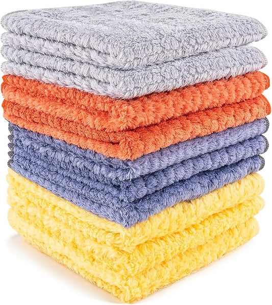 Microfiber Cleaning Cloths 12" x 12": 10 Pack Reusable lint-Free | Towels for Glass, Mirrors, Windows, Stainless Steel, Busting, Kitchen, Bathroom and Car Detailing