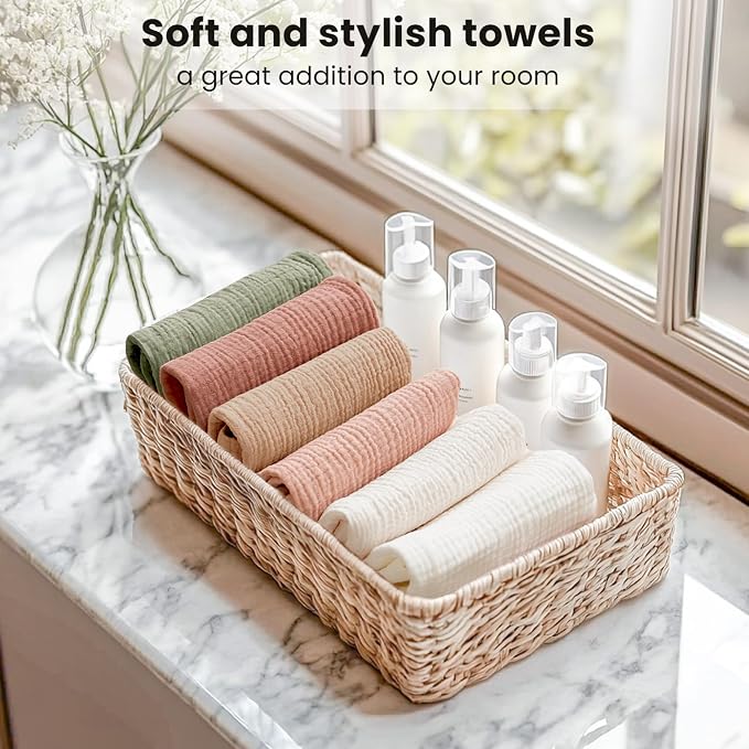 Konssy 6 Pack Face Cloths, Soft Wash Cloth for Washing Face, Cotton Face Towels for Sensitive Skin Women Facial Makeup Remover Reusable Absorbent Washcloths （11 x 11 Inch）