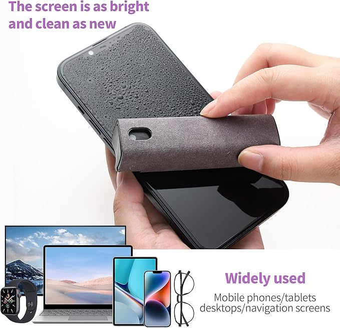 CUIUD Screen Cleaner Kit 4 Pcs, Two in One Screen Cleaner Spray and Wipe, Touchscreen Mist Cleaner Spray Bottle for Phone/Laptop/Tablet/TV/Monitor/Car Screens