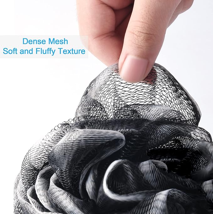 AmazerBath Loofah Sponge 60g/Piece, Loofah for Men Body Scrubber - Bath Sponge Loofa Set of 4 Black