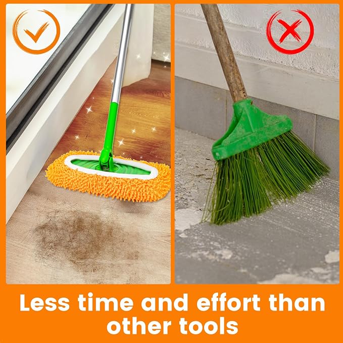6Pcs Reusable Microfiber Mop Pads Compatible with Sweeper Mop, Replacement Wet Mopping pad Refills & Washable Dry Sweeping Cloths for Surface/Hardwood Floor Cleaning(Orange)