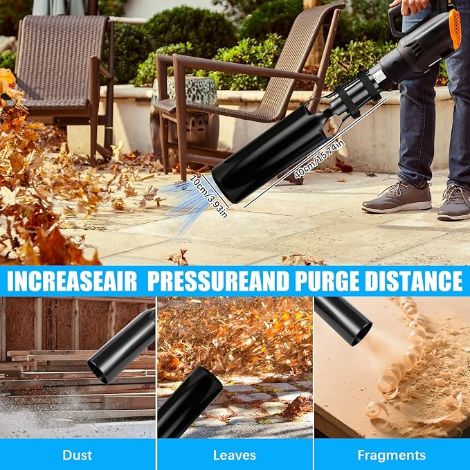Leaf Blower Attachment, Airflow Amplifier Instantly Boosts Airflow (Black) | Upgraded Leaf Blower Extension Booster Attachment, for Circular Nozzle Diameter of 2-4 inches