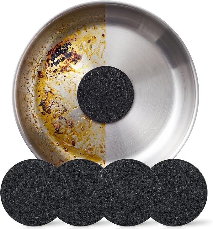 4-Pack Stainless Steel Sponge Suitable for Stainless Steel Surfaces Zero Chemicals Emery Sponges Long-Lasting for Heavy Duty Burnt-On Stain Removal