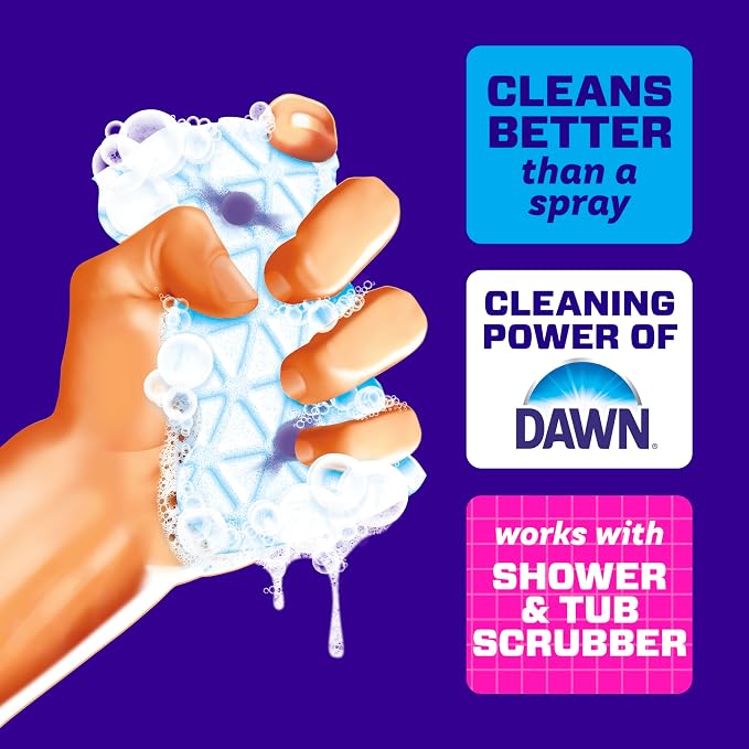 Mr. Clean Magic Eraser Sponge, Bathroom, Shower, Tub Cleaner, Soap Scum Remover, Bathroom Cleaning Supplies, Dawn Cleaning Power with Lavender Scent, Shower & Tub, 8ct