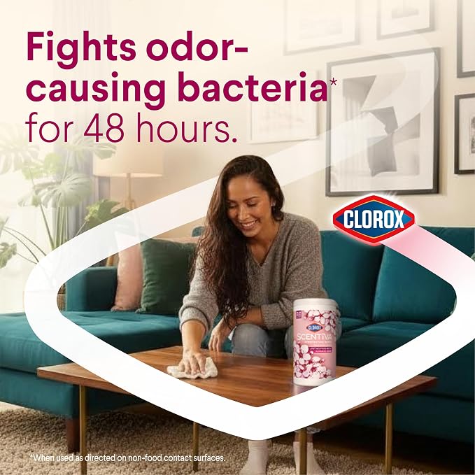CLOROX Scentiva Disinfecting Wipes Bundle, Coconut and Waterlily, Grapefruit and Orange Blossom, Lavender and Jasmine, Cherry Blossom and Peach, 75 Count Each (Package May Vary
