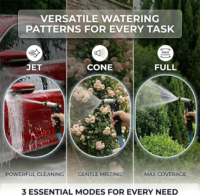 GREEN MOUNT Heavy Duty Hose Nozzle, High Pressure Water Nozzle for Garden & Car Wash, 1-Pack