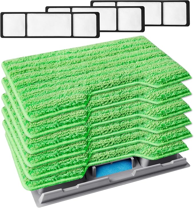 KEEPOW Refills Compatible with Shark Vac Mop Replacement Pads VM252 VM401 | Reusable Washable Vacuum Mop Pads for VM180 VM200 VC205 VM250 QM250 VM190, Upgraded Pad Design of Dirt Chamber (1+3+6 Pads)