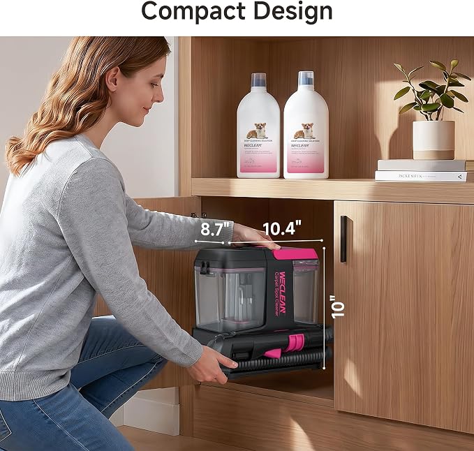WECLEAN C5 Portable Carpet Cleaner Upholstery Deep Cleaner, Deep Cleaning for Carpet,Car Couch, with Deep Cleaning Solution,Blackpink