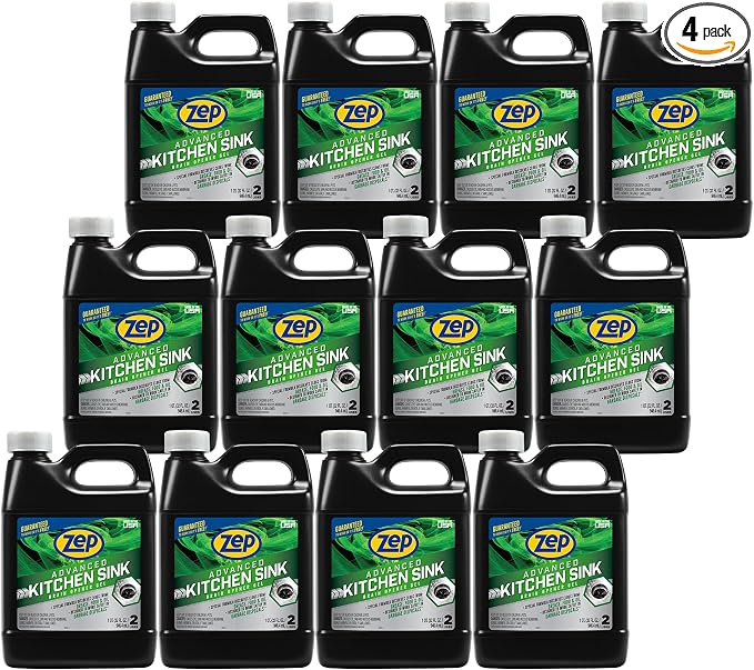 Zep Advanced Kitchen Drain Opener 32 oz (Case of 12) U49710 - Formulated for Grease, Food, and Oil-Safe for Garbage Disposal