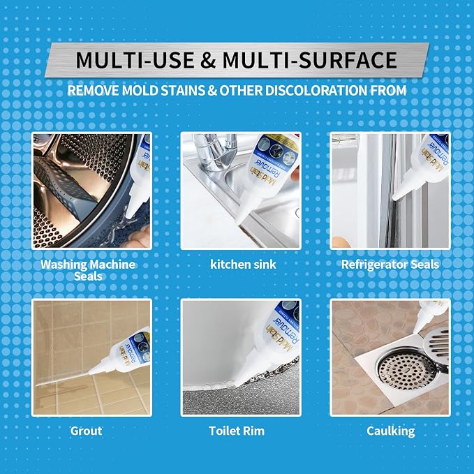 Home Stain Cleaner, 7 fl oz Mold Stain Cleaner Gel for Washing Machine, Home Stain Cleaning Gel for Fridge, Tile, Grout, Sink, Shower, Caulk, and Front Loader Seal