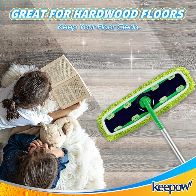 KEEPOW Reusable XL Mop Pads Compatible with Swiffer XL Sweeper, XL Dry Sweeping Cloths, XL Wet Mopping Cloths, Washable Microfiber XL Wet Pads Refills for Surface/Hardwood Floor Cleaning, 8 Pack | XL Dry Sweeping Cloths, XL Wet Mopping Cloths, Washable...