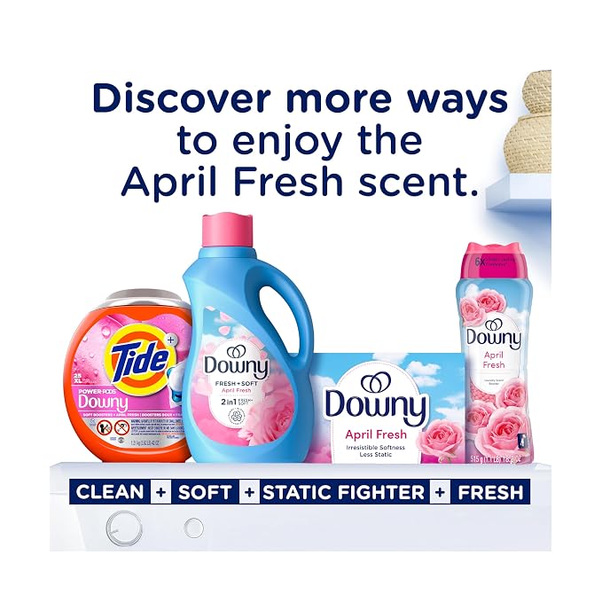 Downy 2 in 1 Liquid Fabric Softener, April Fresh, 44 fl oz, 60 Loads, Fabric Conditioner Liquid Provides Softness and Freshness for Fabrics