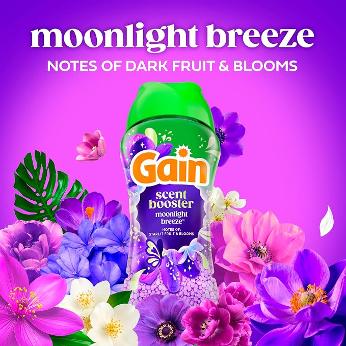 Gain In-Wash Laundry Scent Booster Beads Long-Lasting Fresh Scent Beads All Day Freshness and Odor Protection, Moonlight Breeze Scent, 12.2 oz (Packaging May Vary)