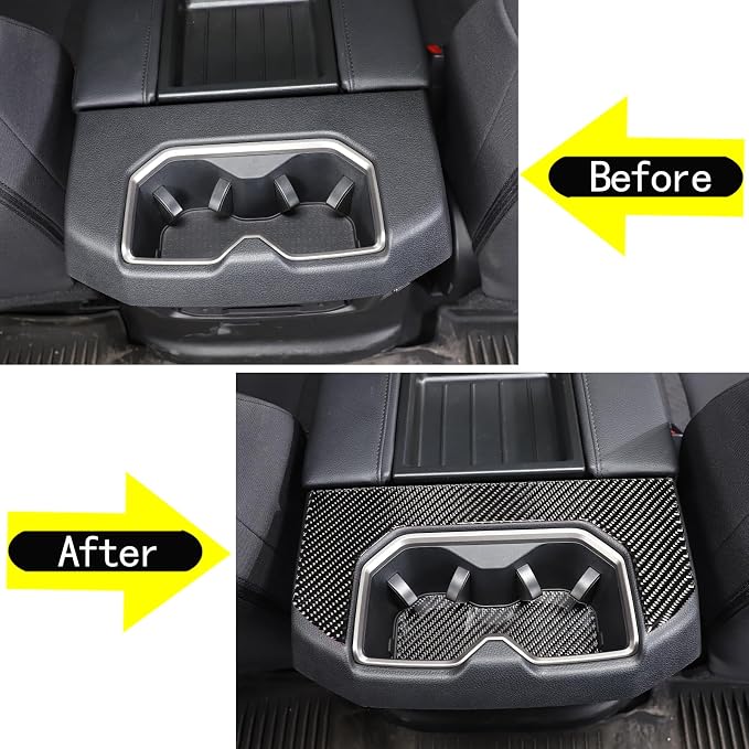 Aunginsy Car Rear Seat Central Armrest Cup Holder Cup Panel Trim Sticker Compatible with Toyota Tundra/Sequoia 2022-2024 Car Back Center Console Cup Holder Decorative Frame Protect Cover Accessories