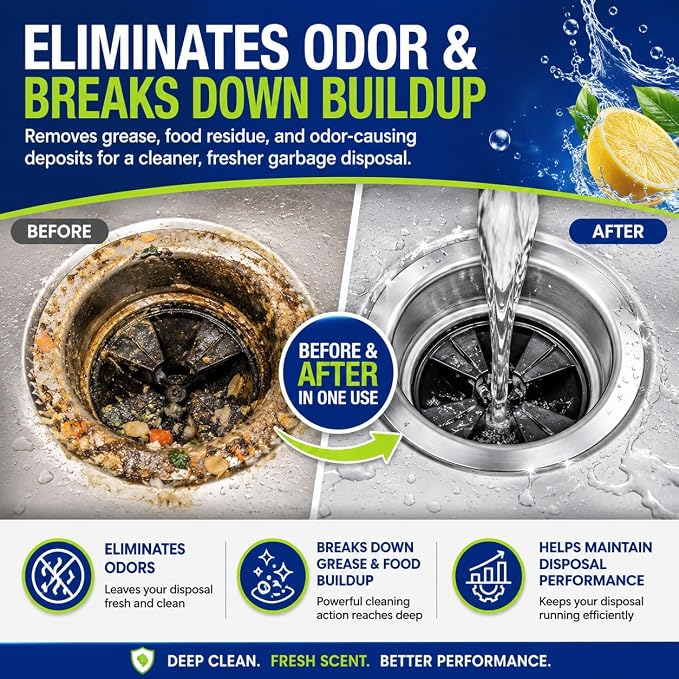 True Fresh Foaming Garbage Disposal Cleaner Pods, Fresh Lemon Scent, 24 Pack (24, Fresh Citrus Scent)