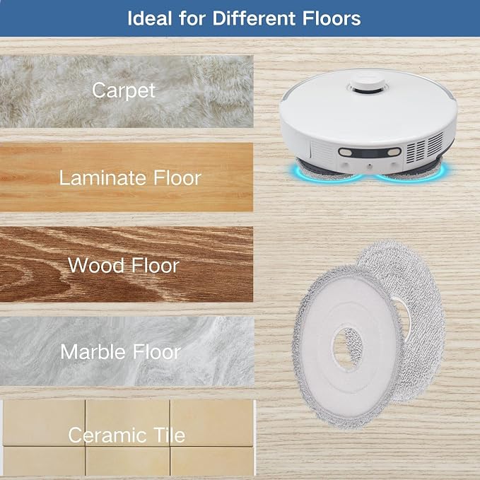 8-Pack Replacement Mop pads compatible with Dreame L50/L40/L40s/L30/L20/L10 Ultra/L10s Pro Ultra/L10s Pro Gen2/L10s Ultra Gen2/L10s Plus/ X50/X40/X30 Ultra/X40 Master/Mova P10/P50 Pro Ultra/V50 Ultra